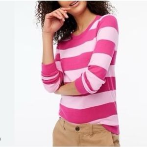 J. Crew Surfer Stripe Teddie Sweater Pink